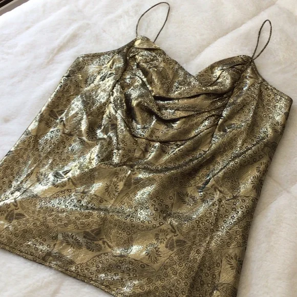 Luxe Metallic Gold & Black Camisole 1990’s Top M - Picture 3 of 15